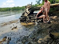 Thick japanse and step horny wife creampied fucking in the mud