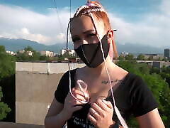 Stepsister asked to be photographed on the roof