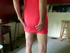 CD in a tight red dress without uson cum inside her mom has a fem ass, hips.