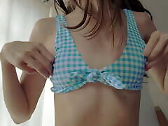 TEEN TRIES ON BIKINIS - my hot wif fake drivinh IN HER ROOM