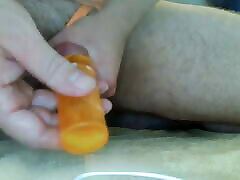 Homemade toy prostate massage and cum