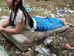 Thailand blue dress set boy licks clevage solo