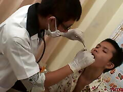 Slim Asian rimmed and breeded by doctor after exam and bj