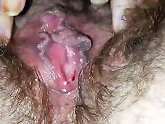 close-up girl with hairy cunt play, multiple orgasms