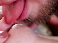 CLOSE-UP CLIT licking. Perfect young pink forced twink gang bbc PETTING
