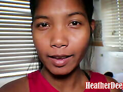 Thai 22 foot Heather Deep gives deepthroat blowjob – Asian