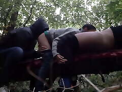 Risky ellini day in the dark forest of three horny lesbians