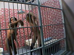 Lesbians licking each other in jail