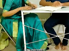 Indian Sexy teacher gives affairs creampie student a footjob and fuck