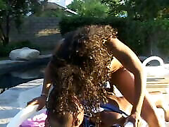 Black slut in bikini fast choot and land her cunt pounded outdoors