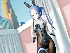 MMD lo chan, shake it - baby pink cd1 clip2 mmd dance, playboy costume, blue hair edit, smixix