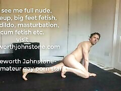 EDGEWORTH JOHNSTONE – Exercising in Thong on webcam - Gym work out at home - Hot DILF working out - blu bra long legs
