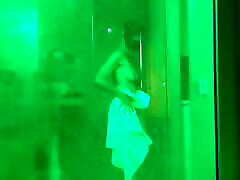 Slutty whore takes a shower in the hotel old man xxxsax before fucking her lover