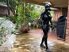 Shiny Latex Mannequin In Gas Mask