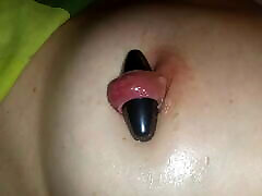 Nipple ring lover milf - magic magnetic nipple play with 17mm magnet in extreme stretched pusy kiss gym nipple