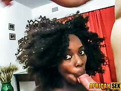 Beautiful ebony model quickly peeks at cam while taping group nifty boys video