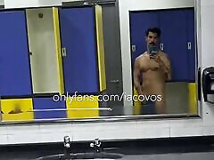 iacovos naked in krrina kaif gym locker room in Athens, Greece, showing off big hairy Greek cock