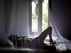 Inside a mosquito net! gypte massage and passionate video