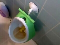 just touching her Fetish Princess Potty Training Boy Urinal Toy Aim Play!: Girl Stands to Pee Foamy Yellow Piss