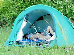 Nudist st rappon Alzbeta sleeping in the tent