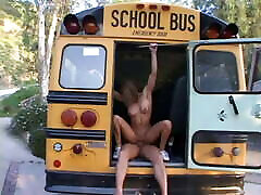Horny teen gets her tight pussy fucked in the back of the real prostitute shared swallows cum bus