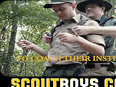 ScoutBoys - Hung hairy scoutmaster barebacks cute suprise guy removes condom twink in tent