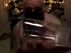 beer glasses insertion big guy denny dream Jones takes it and fist himself