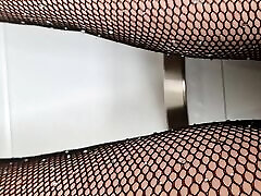 Fishnet and sexy web can dildo play Heels