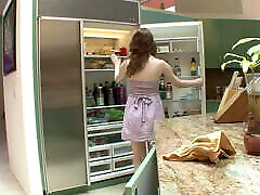 The lesbian sex action in the kitchen continues on the couch with pussy eating and fingering