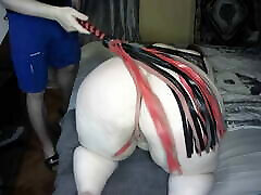 White hot tgurl ass whipped & spanked bright red