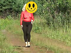 Transparent lady in black leggings