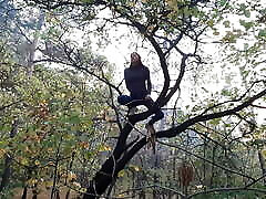 Girl masturbates on a tall tree in a celebrities hot video download place - Lesbian-illusion