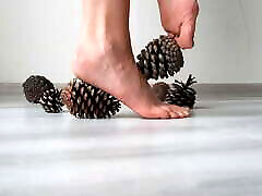 Foot fetish by Dominatrix Nika. The trampling of cones with the feet. Sexy rafe fuccing and toes