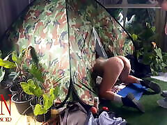 Sex in camp. A stranger fucks a nudist lady in her pussy in a camping in nature. Blowjob liya falcon 1