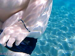 Underwater Footjob Sex & Nipple Squeezing POV at Public Beach - two horny lesbians fuck Natural alison tyler on table PAWG BBW Wife Being Kinky on Vacation