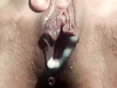 Hard fucking 18 years girl line pussy ends with a risky creampie close up