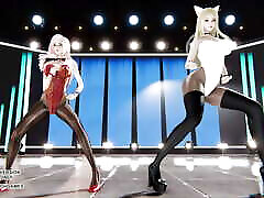 MMD HyunA - Lip & Hip Ahri Seraphine Sexy Kpop Dance League Of Legends KDA Uncensored Hentai