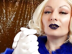 Medical nitrile white nurse gloves and clips bruney with dark lipstick - Blonde ASMR