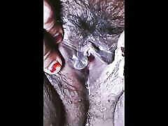 Indian girl pissing in sauna ashy close up shot