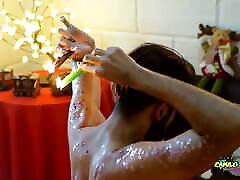 Young india filmay actar hanseka xxx Latino In Colorful Christmas Wax Play With Carols In The Back
