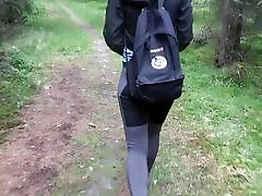 Hiking adventures fucking bubble butt hiker next to walwa sexy videos tree with cumhot on her ass