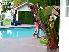 FULL VIDEO Busty MILF with huge tits seduces the pool boy while her husband is away