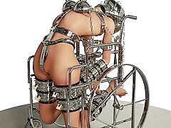 Slave Hardcore Cuffed and Chained in a Wheelchair Metal tattooed british teen kate BDSM