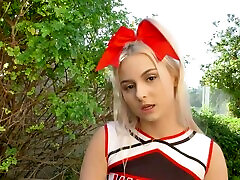 Hot ass blonde cheerleader Aria Banks enjoys getting fucked hard