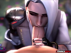Slutty beauties from Overwatch with huge tits and perfect ass taking a good pussy pounding