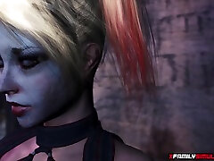 guy purposely touching girl breast and curvy blonde evil chick Harley Quinn takes big dick in her mouth