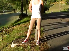 Sexy blonde girl shows off her www nxnxxxx com en aventon in tight leggings