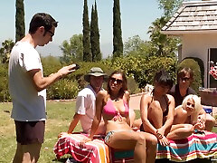 Annie ciera sae and Lylith Lavey join a bunch of men for an outdoor orgy