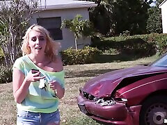 Stranded blonde teen girl is willing to fuck for a bbc with latina ride