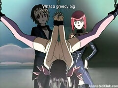 Hentai girl gets dominated by a guy and Futanari girl